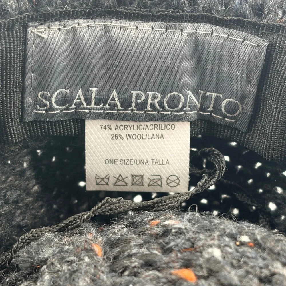 Scala Pronto Knit Cloche Hat One Size Charcoal Gray Wool Blend Speckled